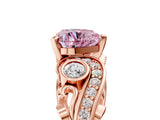 Rose gold Fancy Pink Heart Cut Diamond Solitaire Ring with Milgrain Pavé Band and Four-Prong Setting_201