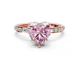 Rose gold Fancy Pink Heart Cut Diamond Solitaire Ring with Pavé Band and Hidden Halo_73