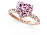 Rose gold Fancy Pink Heart Cut Diamond Solitaire Ring with Pavé Band and Hidden Halo_74