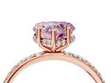 Rose gold Fancy Pink Heart Cut Diamond Solitaire Ring with Pavé Band and Hidden Halo_77