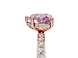 Rose gold Fancy Pink Heart Cut Diamond Solitaire Ring with Pavé Band and Hidden Halo_78