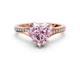 Rose gold Fancy Pink Heart Cut Diamond Solitaire Ring with Pavé Band and Prong Setting_12