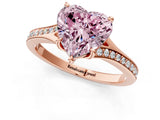 Rose gold Fancy Pink Heart Cut Diamond Solitaire Ring with Pavé Band and Prong Setting_13