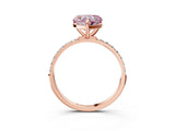 Rose gold Fancy Pink Heart Cut Diamond Solitaire Ring with Pave Band and Four Prong Setting_108