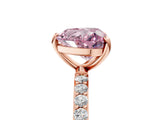 Rose gold Fancy Pink Heart Cut Diamond Solitaire Ring with Pave Band and Four Prong Setting_110
