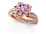 Rose gold Fancy Pink Heart Cut Diamond Solitaire Ring with Prong Setting and Twisted Pavé Band_1