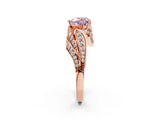 Rose gold Fancy Pink Heart Cut Diamond Solitaire Ring with Prong Setting and Twisted Pavé Band_2