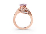 Rose gold Fancy Pink Heart Cut Diamond Solitaire Ring with Prong Setting and Twisted Pavé Band_3