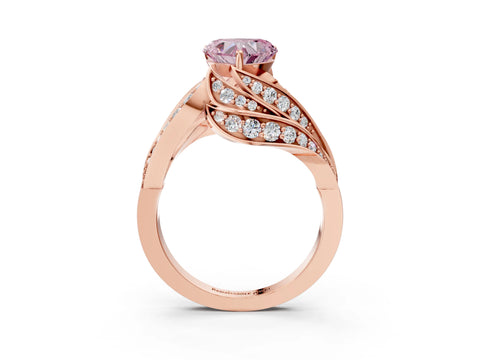 Rose gold Fancy Pink Heart Cut Diamond Solitaire Ring with Prong Setting and Twisted Pavé Band_3