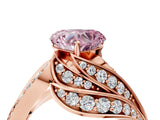 Rose gold Fancy Pink Heart Cut Diamond Solitaire Ring with Prong Setting and Twisted Pavé Band_4