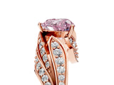 Rose gold Fancy Pink Heart Cut Diamond Solitaire Ring with Prong Setting and Twisted Pavé Band_5