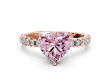 Rose gold Fancy Pink Heart Cut Diamond Solitaire Ring with Round  Pavé Band and Four-Prong Setting_36