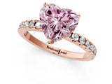 Rose gold Fancy Pink Heart Cut Diamond Solitaire Ring with Round  Pavé Band and Four-Prong Setting_37