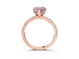 Rose gold Fancy Pink Heart Cut Diamond Solitaire Ring with Round  Pavé Band and Four-Prong Setting_39