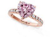 Rose gold Fancy Pink Heart Cut Diamond Solitaire Ring with Round  Pavé Band and Four-Prong Setting_45