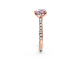 Rose gold Fancy Pink Heart Cut Diamond Solitaire Ring with Round  Pavé Band and Four-Prong Setting_46
