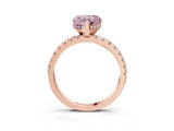 Rose gold Fancy Pink Heart Cut Diamond Solitaire Ring with Round  Pavé Band and Four-Prong Setting_47