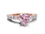 Rose gold Fancy Pink Heart Cut Diamond Solitaire Ring with Shared Prong Pavé Band and Four-Prong Setting_57
