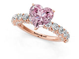 Rose gold Fancy Pink Heart Cut Diamond Solitaire Ring with Shared Prong Pavé Band and Four-Prong Setting_58