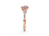 Rose gold Fancy Pink Heart Cut Diamond Solitaire Ring with Side Stones and Four-Prong Setting_53
