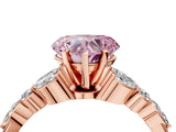 Rose gold Fancy Pink Heart Cut Diamond Solitaire Ring with Side Stones and Four-Prong Setting_55