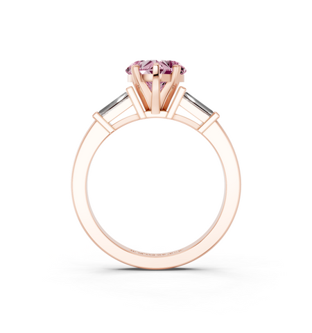 Rose gold Fancy Pink Heart  Cut Diamond Solitaire Ring with Tapered Baguette Accents and Four-Prong Setting_4