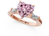 Rose gold Fancy Pink Heart  Cut Diamond Solitaire Ring with Tapered Baguette Accents and Four-Prong Setting_62