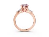 Rose gold Fancy Pink Heart  Cut Diamond Solitaire Ring with Tapered Baguette Accents and Four-Prong Setting_64