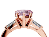 Rose gold Fancy Pink Heart  Cut Diamond Solitaire Ring with Tapered Baguette Accents and Four-Prong Setting_65