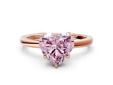 Rose gold Fancy Pink Heart Cut Diamond Solitaire Ring with Thin Band and Prong Setting_12
