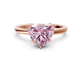 Rose gold Fancy Pink Heart Cut Diamond Solitaire Ring with Thin Band and Prong Setting_24