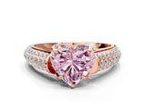 Rose gold Fancy Pink Heart Cut Diamond Solitaire Ring with Three-Row Pavé Band and Four-Prong Setting_37