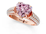 Rose gold Fancy Pink Heart Cut Diamond Solitaire Ring with Three-Row Pavé Band and Four-Prong Setting_38