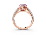 Rose gold Fancy Pink Heart Cut Diamond Solitaire Ring with Three-Row Pavé Band and Four-Prong Setting_40