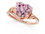 Rose gold Fancy Pink Heart Cut Diamond Solitaire Ring with Twist Band and Four-Prong Setting_143