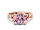 Rose gold Fancy Pink Heart Cut Diamond Solitaire Twist Band Prong Setting Ring_67