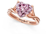 Rose gold Fancy Pink Heart Cut Diamond Solitaire Twist Band Prong Setting Ring_68