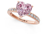 Rose gold Fancy Pink Heart  Cut Diamond Solitaire with Pave Band and Four-Prong Setting 2