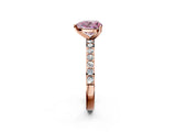 Rose gold Fancy Pink Heart  Cut Diamond Solitaire with Pave Band and Four-Prong Setting 3