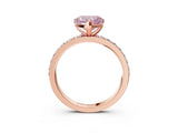 Rose gold Fancy Pink Heart  Cut Diamond Solitaire with Pave Band and Four-Prong Setting 4