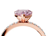 Rose gold Fancy Pink Heart  Cut Diamond Solitaire with Pave Band and Four-Prong Setting 5