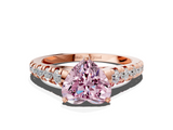 Rose gold Fancy Pink Heart  Cut Diamond Solitaire with Pave Band and Four-Prong Setting_113