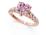 Rose gold Fancy Pink Heart  Cut Diamond Solitaire with Pave Band and Four-Prong Setting_114