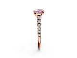 Rose gold Fancy Pink Heart  Cut Diamond Solitaire with Pave Band and Four-Prong Setting_115