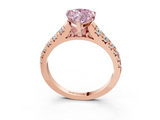 Rose gold Fancy Pink Heart  Cut Diamond Solitaire with Pave Band and Four-Prong Setting_116