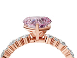 Rose gold Fancy Pink Heart Cut Diamond Solitaire with Side Stones, Pave Band, Four-Prong Setting_106