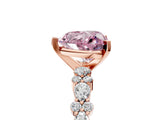Rose gold Fancy Pink Heart Cut Diamond Solitaire with Side Stones, Pave Band, Four-Prong Setting_107
