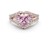 Rose gold Fancy Pink Heart Cut Diamond Split Shank Halo Ring with Four-Prong Setting_57