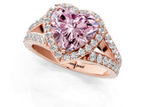 Rose gold Fancy Pink Heart Cut Diamond Split Shank Halo Ring with Four-Prong Setting_58