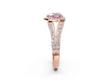 Rose gold Fancy Pink Heart Cut Diamond Split Shank Halo Ring with Four-Prong Setting_59